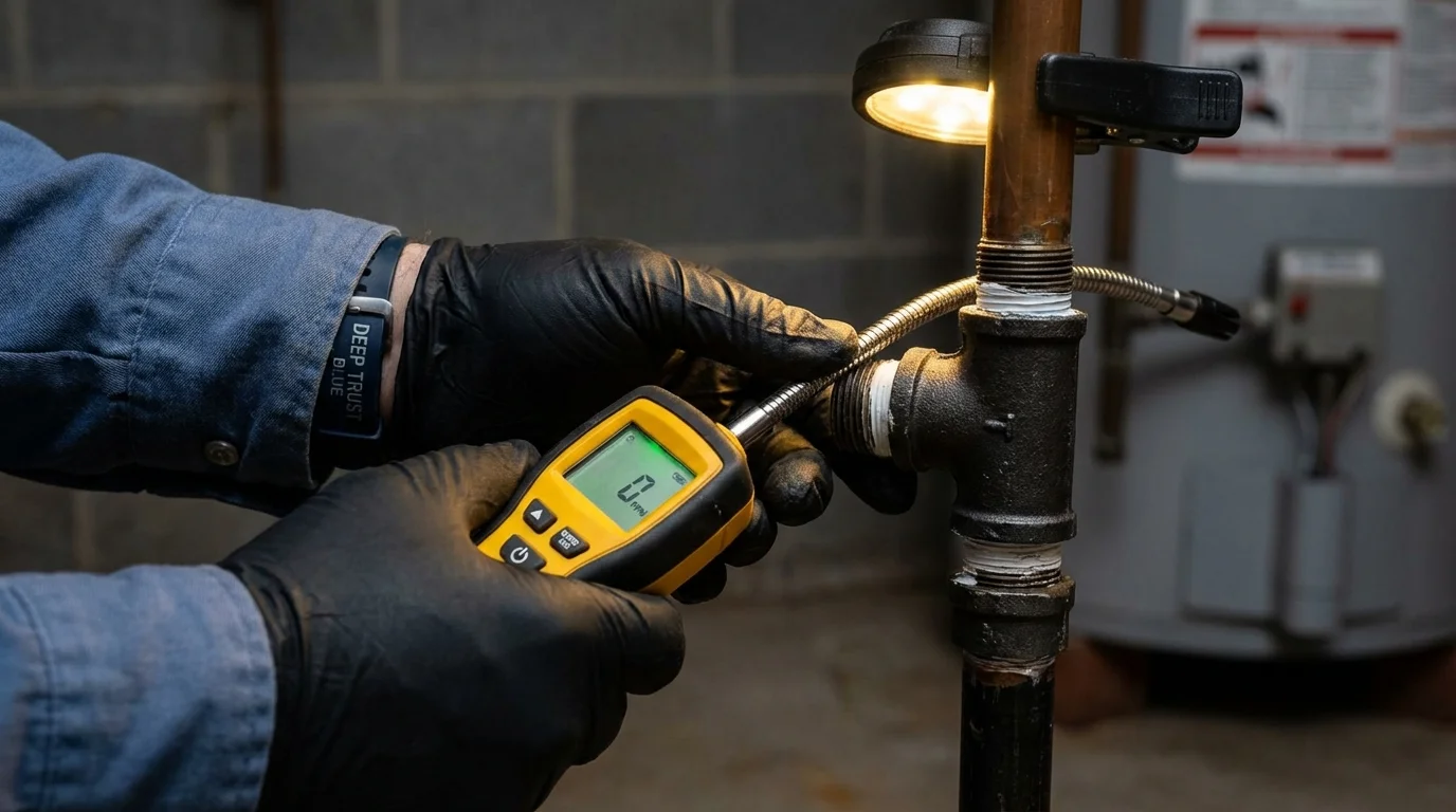 Gas leak detection with electronic sniffer by Johns Plumbing LLC in Apple Creek