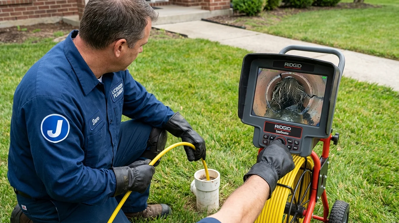 Sewer camera inspection being performed by Johns Plumbing LLC in Apple Creek