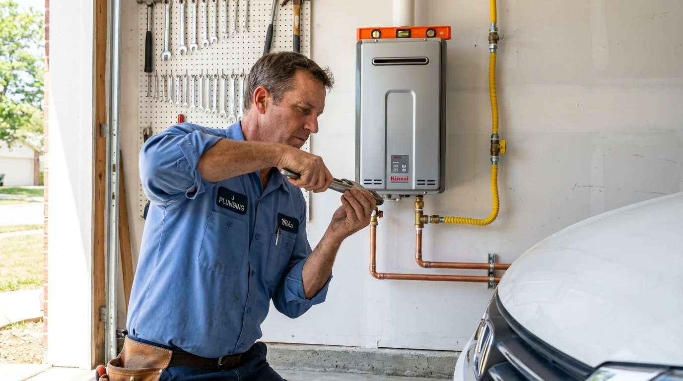 Tankless water heater installation by a Johns Plumbing LLC plumber in Apple Creek